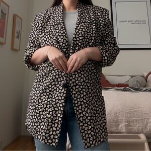 Vintage Silk Blend Floral Blazer Sz Medium